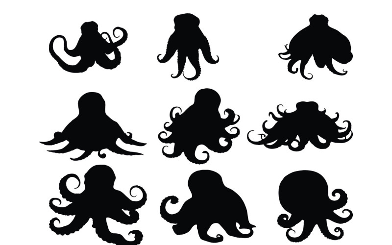 Octopus silhouet collectie vector