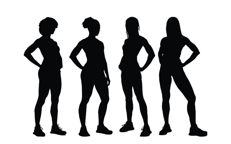 Weibliche Bodybuilder-Silhouette-Bündel