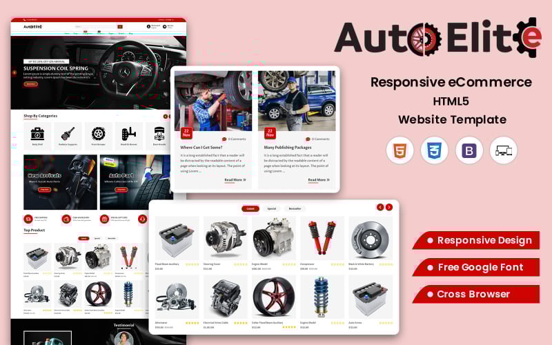 AutoElite Web Plantilla HTML Premium para vender vehículos Piezas de