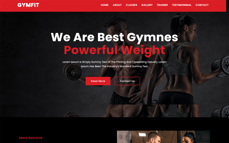 Gymfit 健身房和健身网站 HTML5 模板