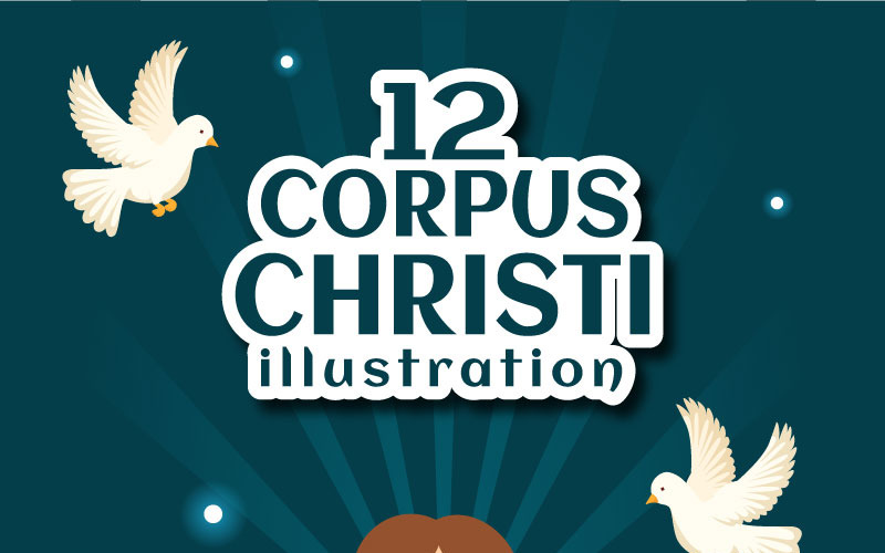 12 Католицька релігійна ілюстрація Корпус-Крісті