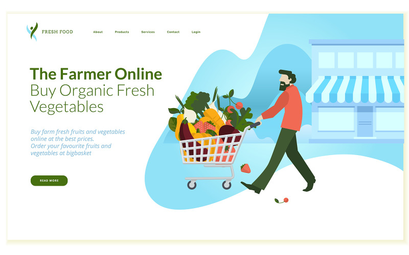 Modello di progettazione della pagina Web per l'illustrazione di cibo e bevande V4
