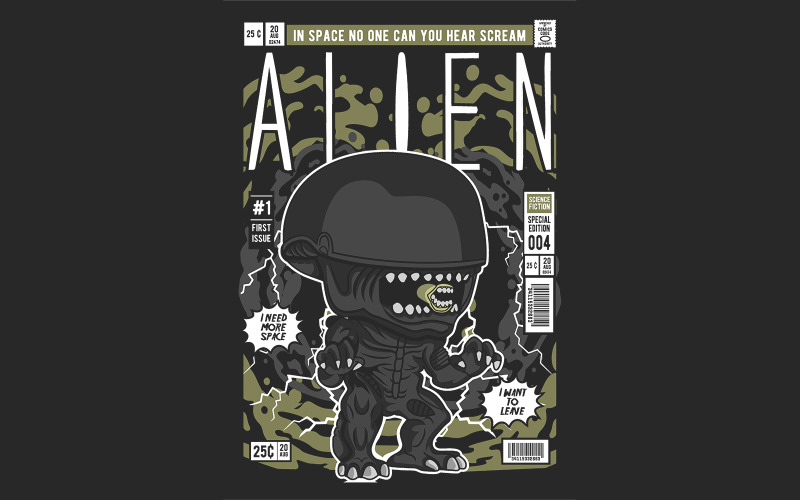 Alien Ilustrator T-shirtdesign