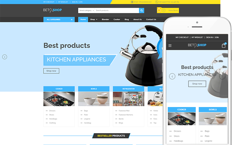 Beta Shop - Thème pour les appareils de cuisine Thème WooCommerce