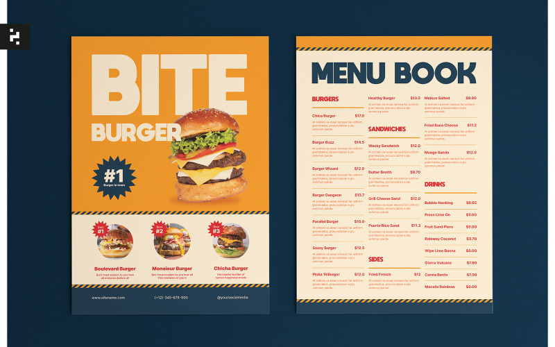 Burger Menu Template Retro Style #329045 - TemplateMonster