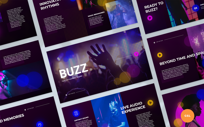 Buzz - Modèle Google Slides de présentation de boîte de nuit