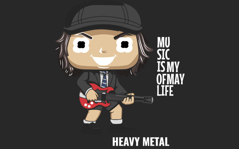 Cartoon Chłopiec Gospodarstwa Gitara