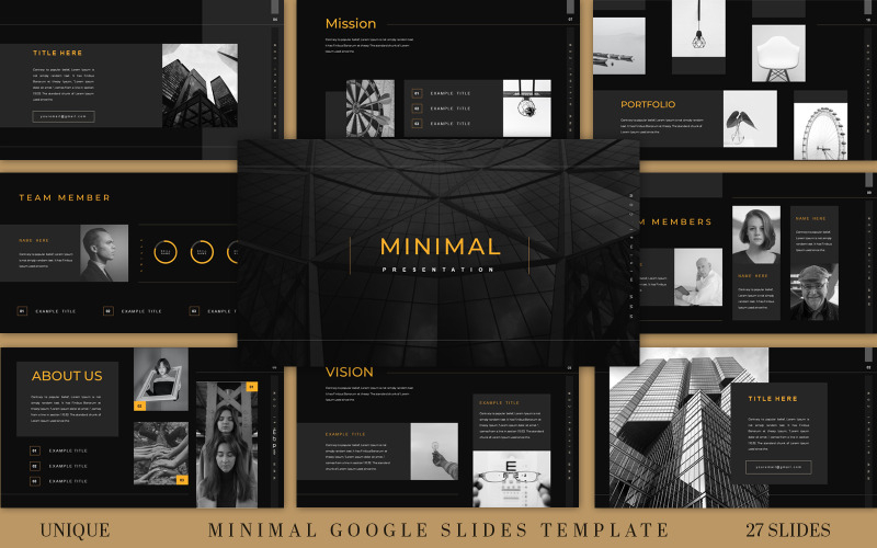 Минималистичный шаблон темного бизнеса для Google Slides