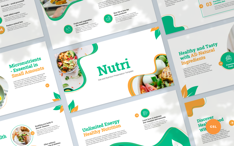 Nutri - Google Slides-Vorlage für Diät- und Ernährungspräsentationen