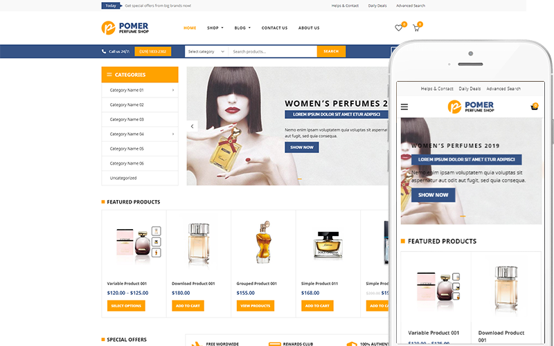 Pomer - Tema para Tienda de Perfumes Tema WooCommerce