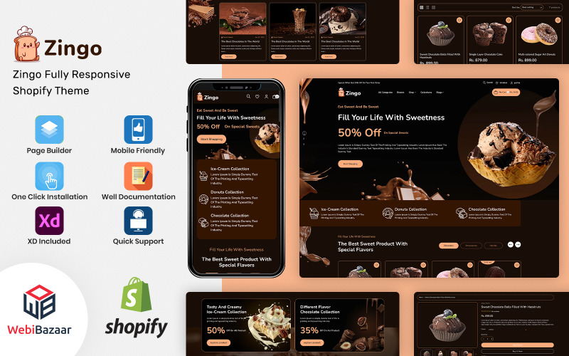 Zingo - Cakes, Sweets & Chocolate Shopify 2.0-thema