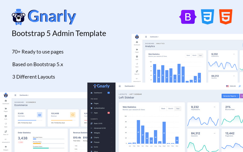 Gnarly - Bootstrap 5 Admin-Dashboard-Vorlage