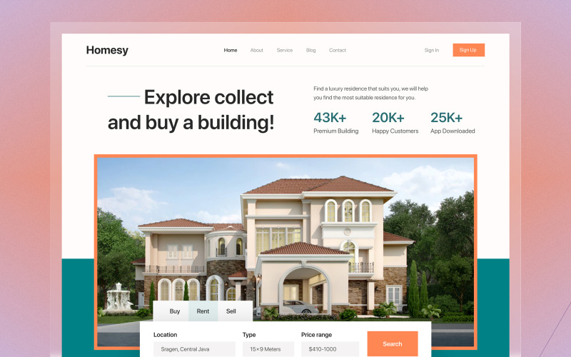 Hero-Bereich der Immobilien-Website 04