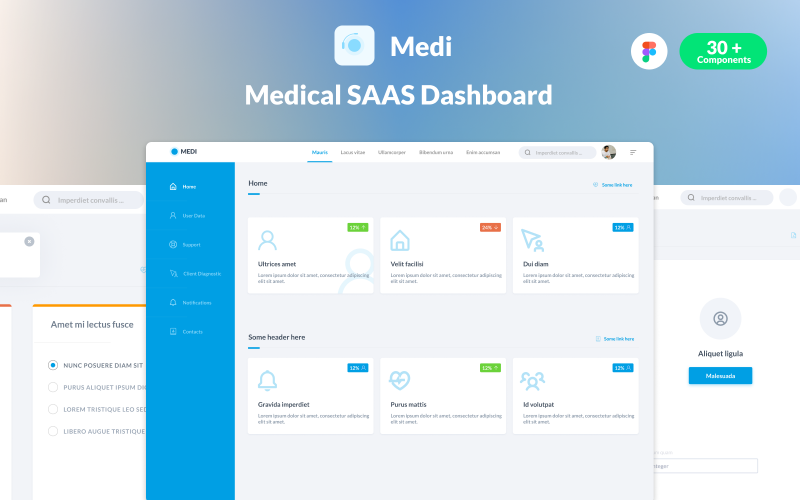 Medi - medyczny pulpit nawigacyjny UI dla Figma