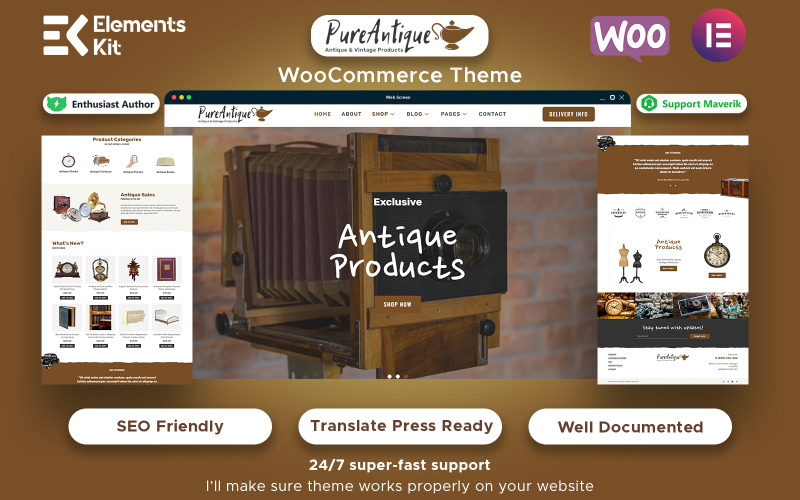 PureAntique — антикварная и винтажная тема WooCommerce