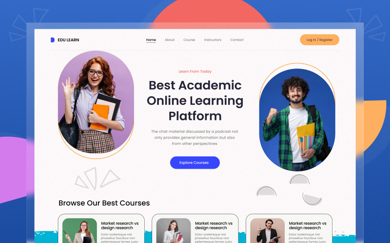 Sezione Hero del sito Web di e-learning