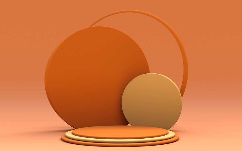 3D minimální tvary podzimní barevné pódium. Žluté oranžové odstíny