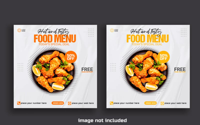 Online Food Delivery Social Media Post Banner And Instagram Post