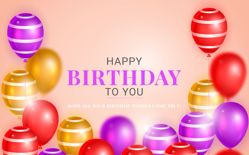 Grattis på födelsedagen design med ballong, typografi brev och fallande konfetti bakgrund