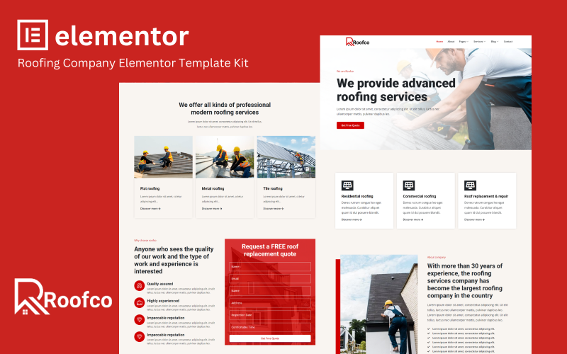 Roofco - Roofing Company Elementor Template Kit