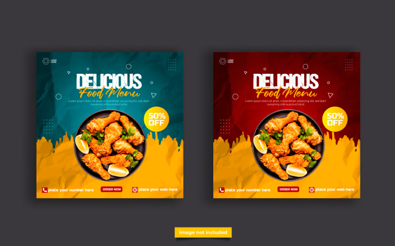Vektor Food Banner Social Media Post Template Ads. Bearbeitbare Vorlage für soziale Medien