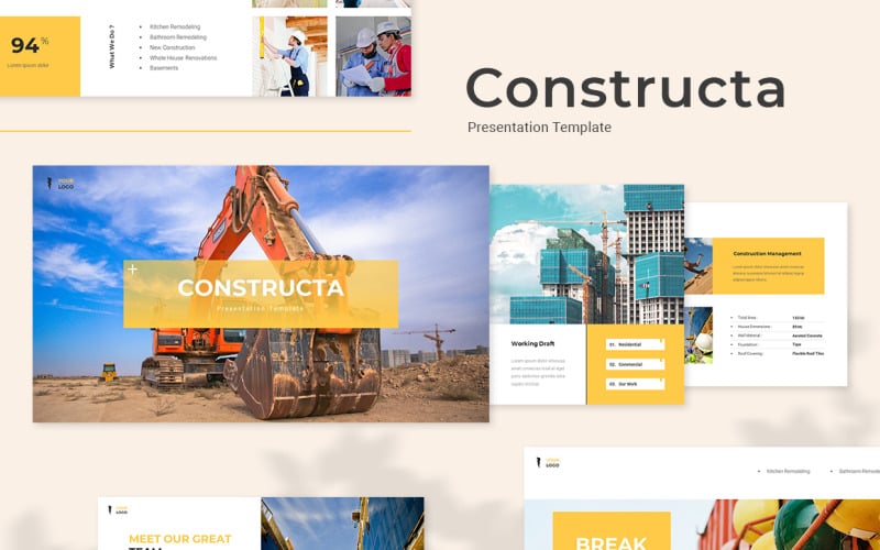 Constructa - Шаблон Google Slides для строительства