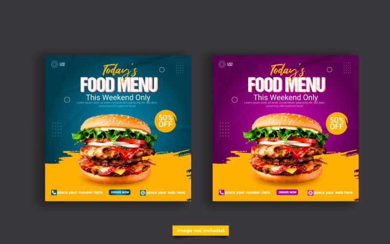 Fast food restauracja biznes marketing post w mediach społecznościowych lub szablon banera internetowego