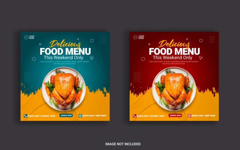 Fast food restaurant business marketing social media post or web banner template design