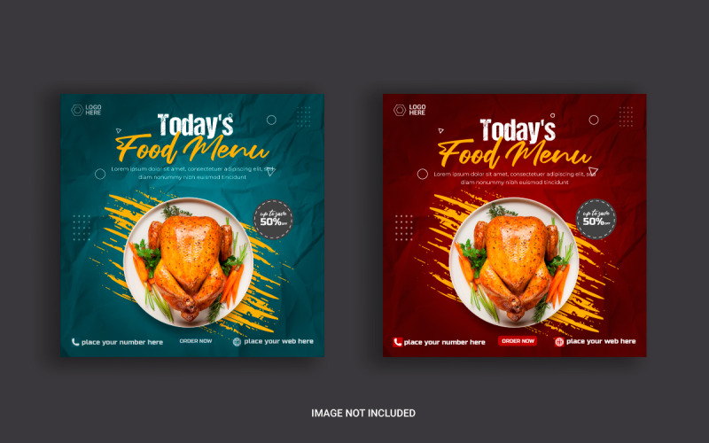 Gyorsétterem üzleti marketing közösségi média bejegyzés vagy web banner sablon koncepció