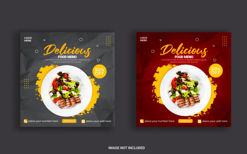 Post de mídia social de marketing de negócios de restaurante de comida ou design de modelo de banner da web