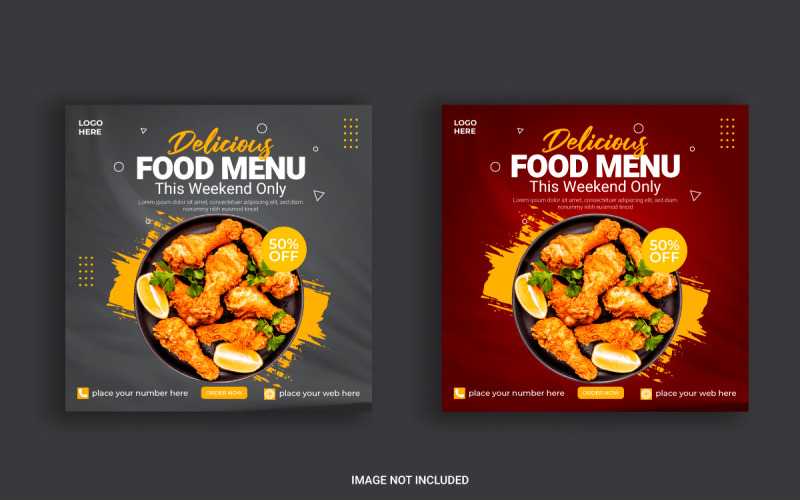 Snabbmat restaurang företag marknadsföring sociala medier post eller mat banner mall design