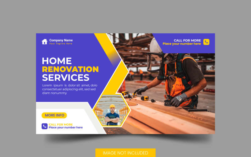 Handyman hem reparation webb banner sociala medier post hem service design
