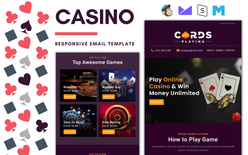 Casino-Spiele – Responsive E-Mail-Newsletter-Vorlage