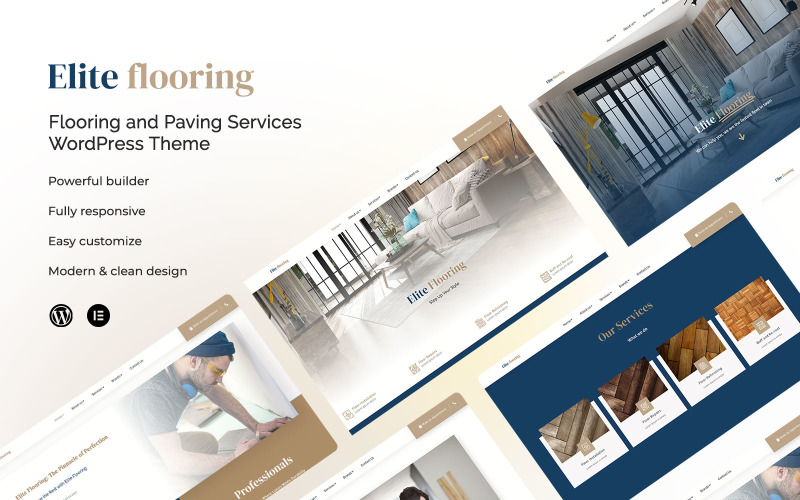 Elite Flooring – Шаблон WordPress для послуг з укладання бруківки