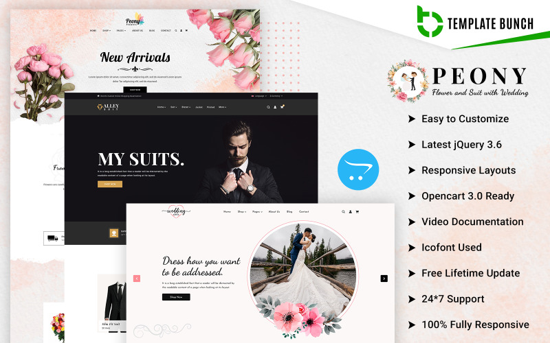 Peonía - Flor y traje con boda - Tema de comercio electrónico Responsive Opencart 3.0.3.9