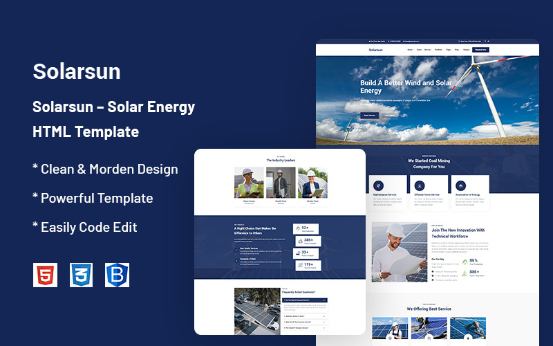 Solarsun - Modello di sito web per l'energia solare