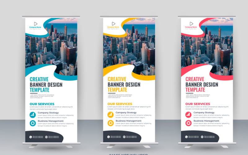 Vector roll up display standee banner design a business rack card nebo dl flyer design