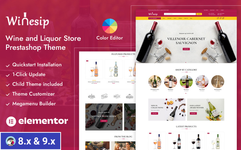 Winesip – Obchod s vínem a alkoholem Responzivní téma Prestashop
