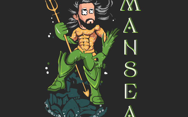 Muž moře tričko umění ilustrace