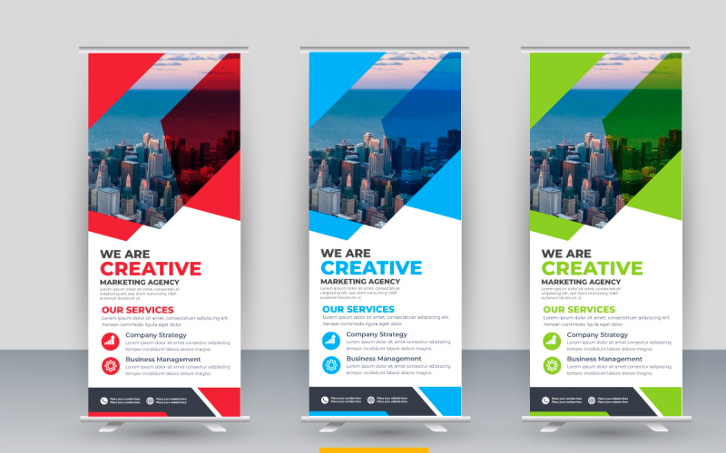Stand corporativo moderno profesional roll up banner y plantilla de banner desplegable Idea de diseño