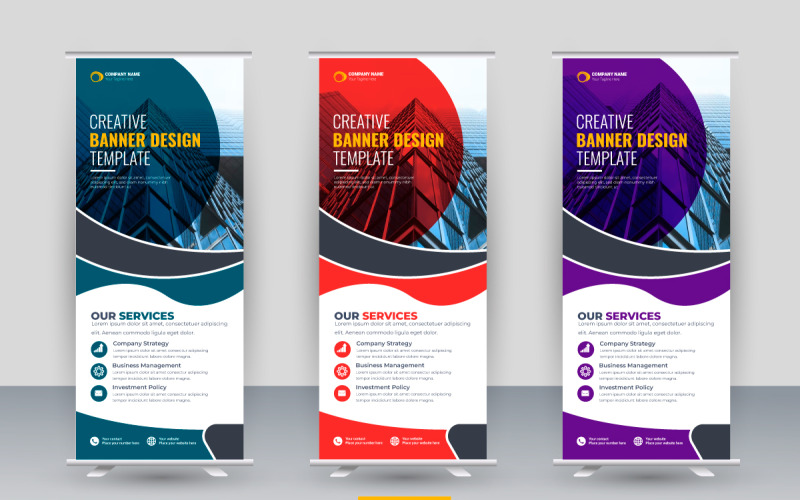 Vállalati állvány roll up banner és felhúzható banner design