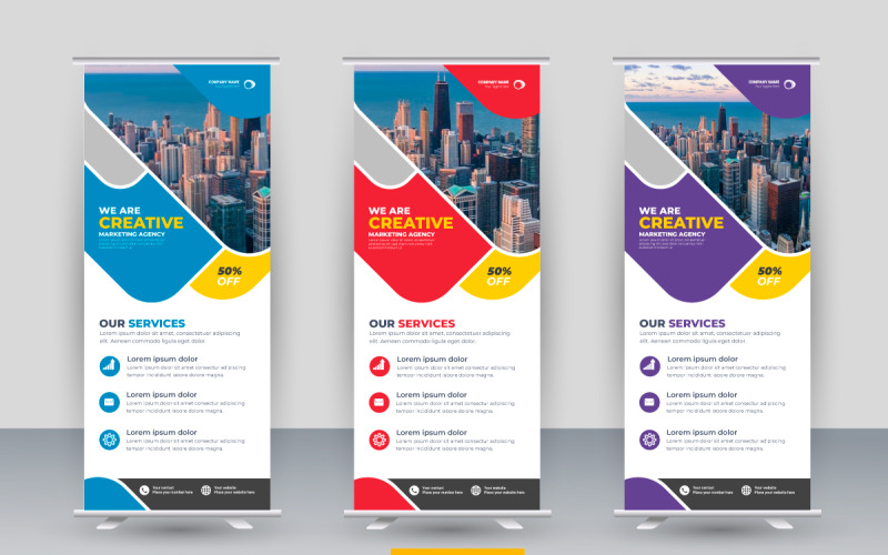 Vector professionell modern företagsställning roll up banner och pull up banner design