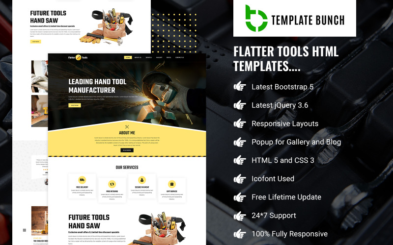 Flatter Tools - Negozio di strumenti Modello di sito Web HTML5