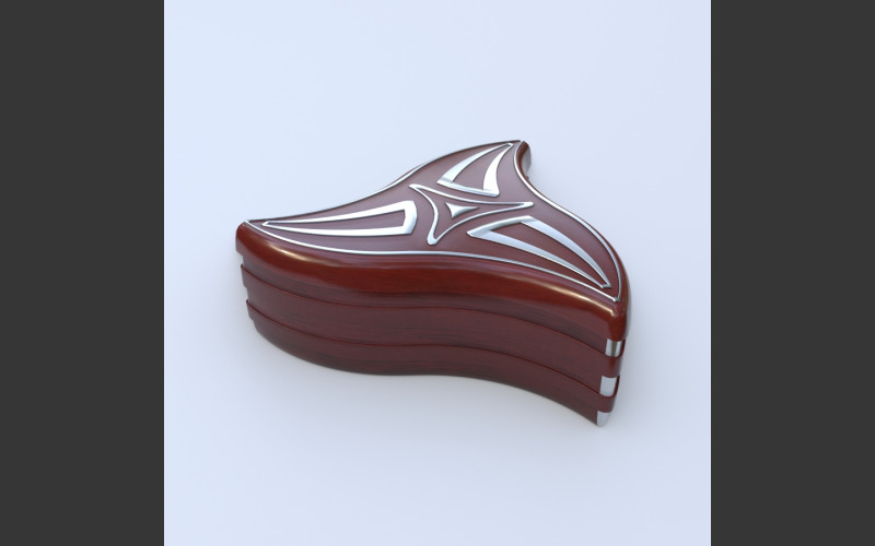 Holzkiste aus rotem Holz und Aluminium