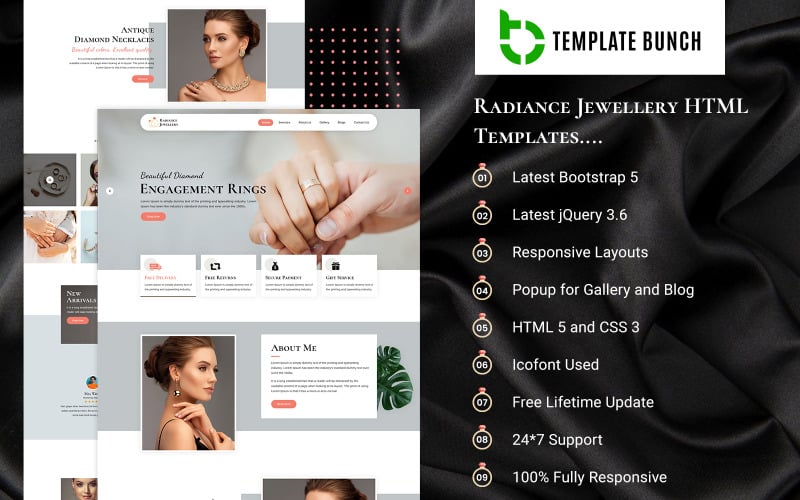 Radiance Jewellery - Plantilla HTML5 para sitio web de joyería
