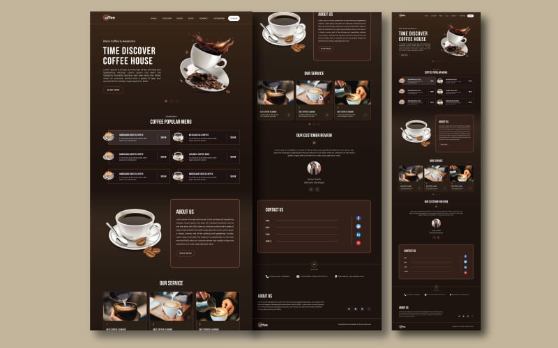 Cafe store for coffee landing page design