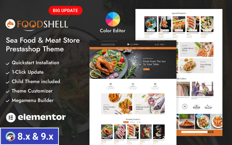 Foodshell - Deniz Ürünleri Restoran Mağazası Prestashop Duyarlı Teması