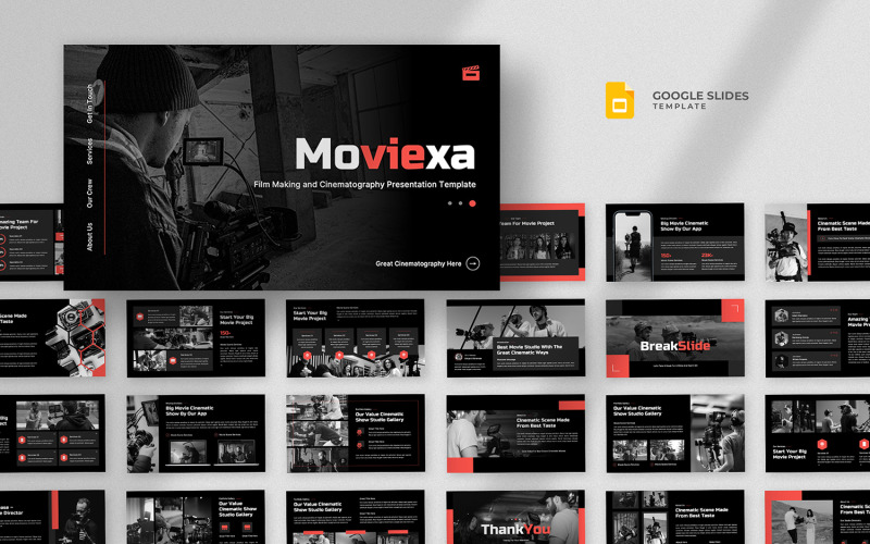 Plantilla de diapositivas de Google para producción de videos y películas