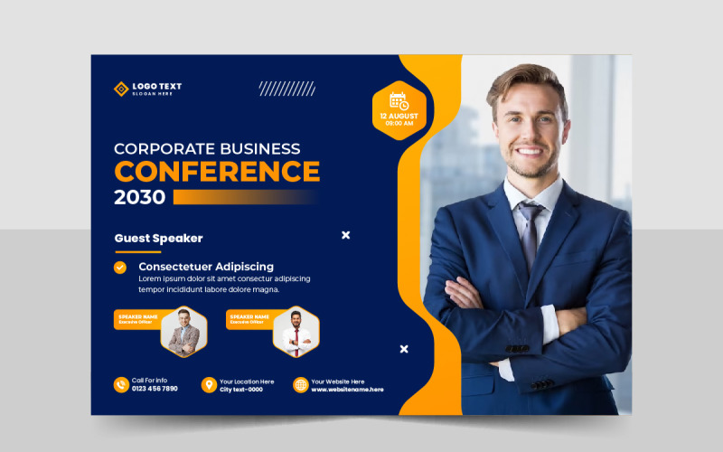 Creative technology business conference flyer template and business ...