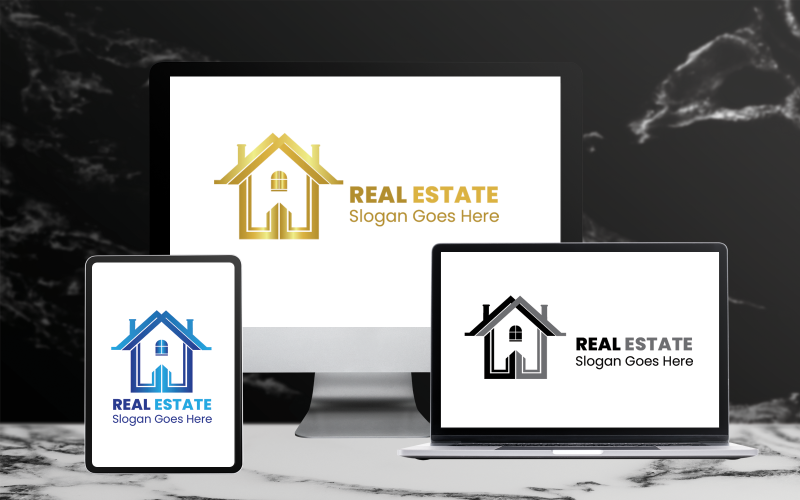 Fastigheter logotyp hus mall